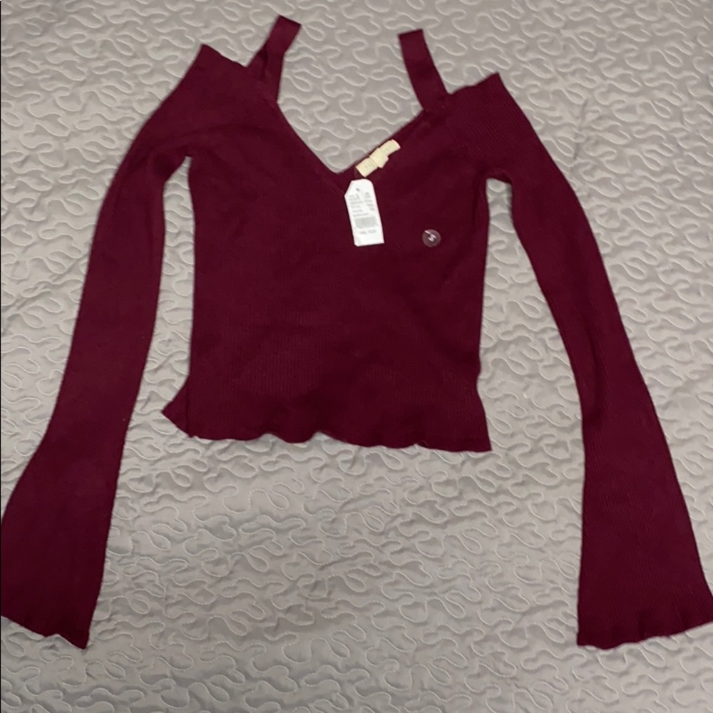 Maroon cropped off the shoulder sweater